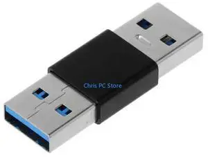 USB Male-Male High Speed Extender Adapter Silver/Black Portable Lightweight