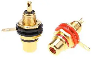 2pcs RCA Female Socket Connectors Chassis Panel Mount Adapters Audio Terminal Plug Zinc Alloy Gold Plating Accessories