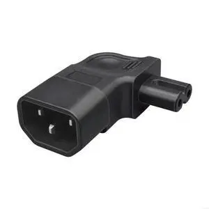 PVC Power Adapter Converter IEC320 C14 Male to C7 Female Left Bend Adapter