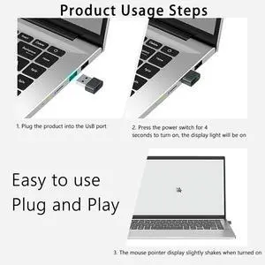 Mini Automatic Mouse Jiggler Mover ON/Off Button USB Automatic Move Cursor Shaker Undetectable Plug and Play for Laptop Desktop