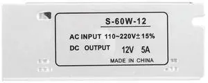 12V 5A Power Supply Transformer Switch 60W 220 AC To 12V DC for LED Strip Light 12V 5A Power Supply Transformer Switch 60W 220 AC To 12V DC for LED Strip Light