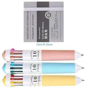 Multicolor Pen 0.8mm Writing Pen 10 Colors Retractable Ballpoint Pen For Student