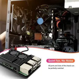 Case for Raspberry Pi 3 Model B B+ Aluminum Enclosure with w/ Dual Cooling Fan