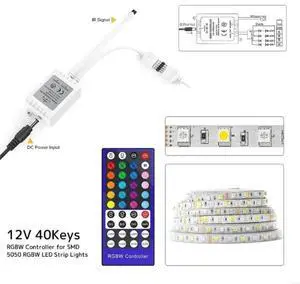 RGBW 5050 RGB+White RF Remote Controller 40 Keys for RGBW LED Strips 12V/24V Adjust Speed/Brightness/Color/Scene