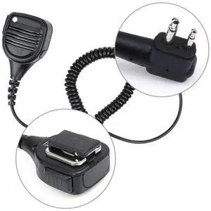 2 Pin Portable Handheld Walkie Talkie Microphone 360 Degree Clip Hand Remote Speaker Mic Replacement for CP200