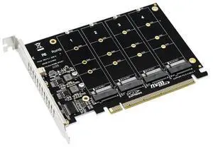 4 Port M.2 NVME SSD To PCIE X16 Adapter Card PCIE Split/PCIE RAID LED Indicator Support M.2 PCI-E SSD/M.2 Device NVME Protocol