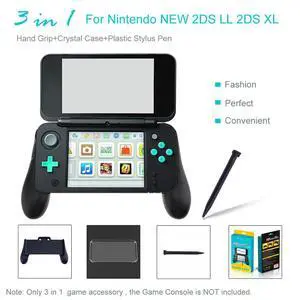 3 in 1 Hand Grip+Crystal Case+Plastic Pen for 2DS LL XL