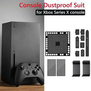 Game Console Dust Cover Dustproof Suit for Xbox Series X Heat Dissipation Dust Plug Mesh Net with Earphone Handle Rack