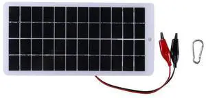 10W Solar Charger with Carabiner 12V Cells Power Bank Polysilicon Solar Charger Plate Portable for Outdoor Lamp Pump