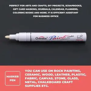 Paint Marker Pens - 5 Colors Permanent Oil Based Paint Markers, Medium Tip, Quick Dry And Waterproof Marker