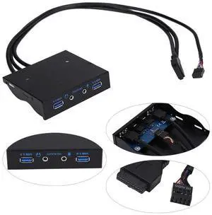 3.5" 20Pin to 2 USB 3.0 Port HUB + HD Audio PC Floppy Expansion Front Panel