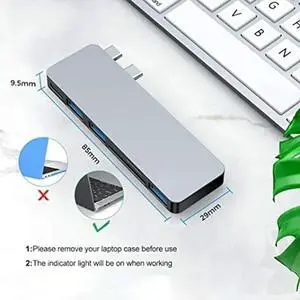 6-in-1 Aluminum USB C Hub Adapter, Docking Station,3 USB Ports, 5Gbps