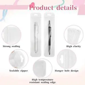 100Pcs Pen Packaging Bags, Transparent Pen Bags For Beaded Pens Reseale Pouch Zipper Bags For Pen Keychain
