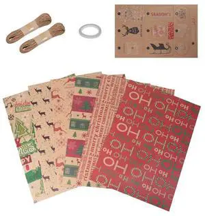 6 Pack Wrapping Paper Sheets,For Christmas Birthday Party Wrapping Paper Set Gift Wrap Papers