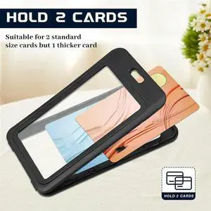 ID Badge Holder With Double-Sided Vertical ID Card Holder ID Card Case Protector For Office, 12PCS Black