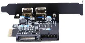 PCI-E to USB 3.0 2 Port PCI Express Expansion Card 19-Pin Power Connector Converter for Bitcoin Miner Mining