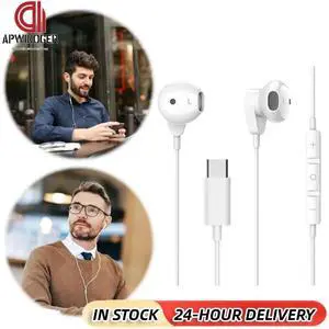 USB C Headphones Noise Cancelling Type C Earphones In-Ear with Microphone Volume Control for 16/15 Pro Galaxy