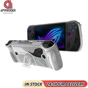 For ROG Ally X Game Console TPU Transparent Protective Cover Shockproof Soft Protector Shell Sleeve  with Bracket