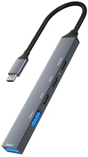 5 In 1 USB Type-C Hub USB3.0 5Gbps Multiport Hub Adapter PD 100W Type C Extender Hub Plug and Play for PC Computer Laptop