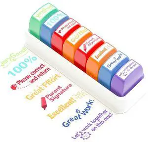 8Pcs Motivation Stamps Encouraging Comments Self-inking Grading Stamps Feedback Stamps School Supplies for Parent Signature