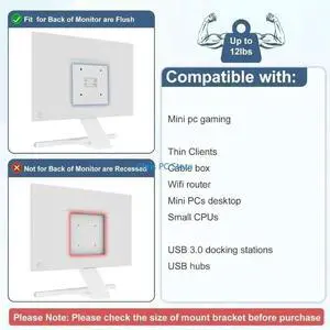 Small PC Mount Bracket Adjustable Mounting Space Saving Computer Holder Desk
