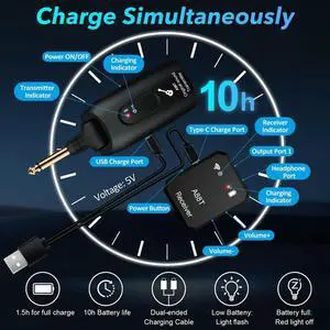 Wireless Guitar System Rechargeable 2.4G Digital Guitar Transmitter Receiver For Electric Guitar Bass Violin Accessories
