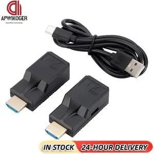 60M RJ45 To HDMI-Compatible Adapter No Loss 1080P HDMI-Compatible Transmitter Receiver with USB Power Cable Over Cat5e Cat6