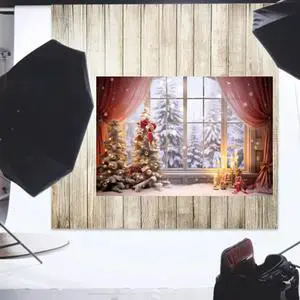 210X150cm Christmas Background Cloth Christmas Window Children Photo Studio Photo Photography Backdrops,G Durable Easy Install