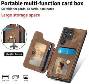 For Galaxy S24 Ultra Mobile Phone Case Leather Magnetic Wallet Card Slot Cover Fall Protective Cover