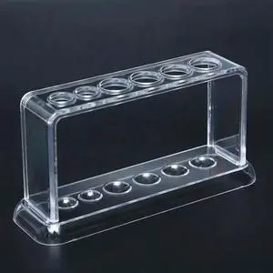 4X Plastic Clear Test Tube Rack 6 Holes Stand Test Tube Stand Shelf School Supply Equipment 16.7X8X3 Cm