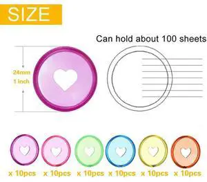 120 Pcs 24Mm Plastic Book Binding Discs, Discbound Expansion Discs, Heart Binder Rings Mushroom Hole For DIY Notebooks