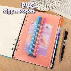 20Pcs A5 6 Ring Binder Pockets 3 Types Envelope,Zipper Closurek Bill Pouch For Filofax Organizer Clipbook