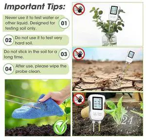 3 In 1 Soil Moisture Meter, Digital Plant Moisture Meter For Temperature/Soil Moisture/PH Meter, Soil Test Meter