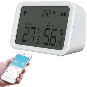 3 in 1 Hygrometer Thermometer Powered Illumination Sensors Large LCD Display Thermograph Humidity Gauge for Home