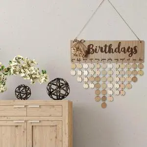DIY Wooden Round Plate Wall Hang Calendar Sign Birthday Date Reminder Board