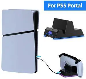 Magnetic Charging Dock Station with Light Game Console Stand Holder for PS5 Portal Remote Player