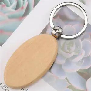 20Pcs Blank Wooden Key Chain Diy Wood Keychains Key Tags Gifts Yellow