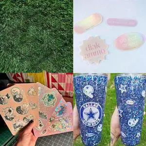 20 Sheets Holographic Sticker Paper A4 Size Vinyl Lamination Stickers Film Waterproof Self Adhesive Laminate Sticker Durable