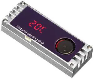 Heatsink w/ Turbo Fan Temperature Display Household Computer Accessories for 2280 22110 M.2 SSD
