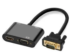 3 in 1 VGA to HDMI-Compatible Adapter+3.5mm Audio Jack+VGA Converter Splitter HDTV Monitor Projector Display Connector