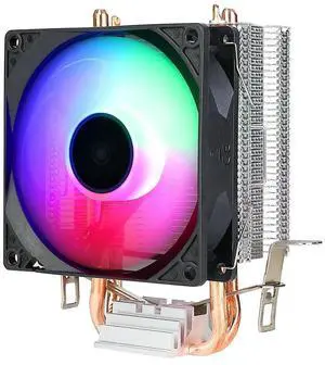 RGB Cooling Fan 2 Heat Pipe 9cm CPU Cooling Fan Hydraulic Bearings Colorful Light Effect Mute Computer Accessories for