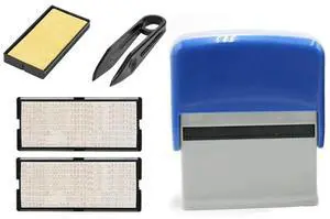 2Set Self Inking Stamp Set Custom DIY Business Name Number Address Printing Rubber Stamp With Tweezers Kit Blue & Red