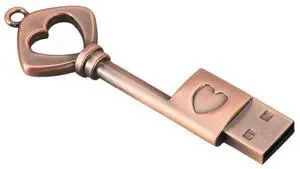 6X USB 2.0 l USB Pen Drive Pure Copper Heart USB Flash Drive Key (Copper, 8GB)