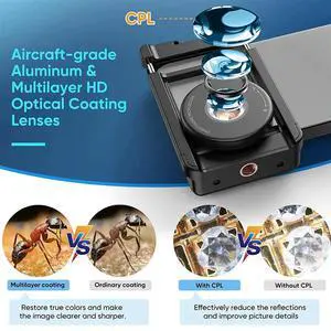 Phone Macro Lens 100X Microscope Micro-Camera With LED Light CPL Handheld Pocket Compatible With phone Accessories