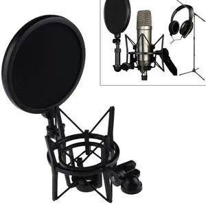Microphone Stand Shock Mount Professional Mic Suspension Shock Mount with Shield Filter Screen Studio Stand