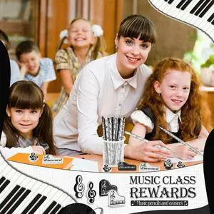 Music Pencils Music Note Pencil With Music Themed Erasers Wood Pencils Bulk Keyboard Fun Pencils Erasers Gift (72 Pcs)