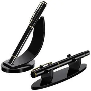 10 Pieces Acrylic Pen Holder Display Stand Pencil Display Holder Fountain Pen Ballpoint Pen Display Rack (Black)