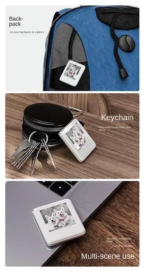 2X NFC Function Keyring 1.54-Inch Three Color Display Screen Image Wireless Transmission Keychain Ink Screen