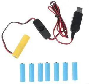 QC3.0 USB Power Cable 5V 6V 9V 12V Power Supply Cord with Converter Wire Replace 4-8pcs LR6 AM3 AA