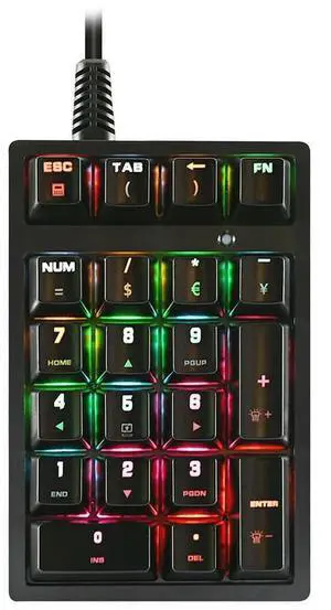 21 Key Keyboard Wired Sensitive RGB Backlit Keyboard Computer Driver Free for Desktop Laptop for Office Business